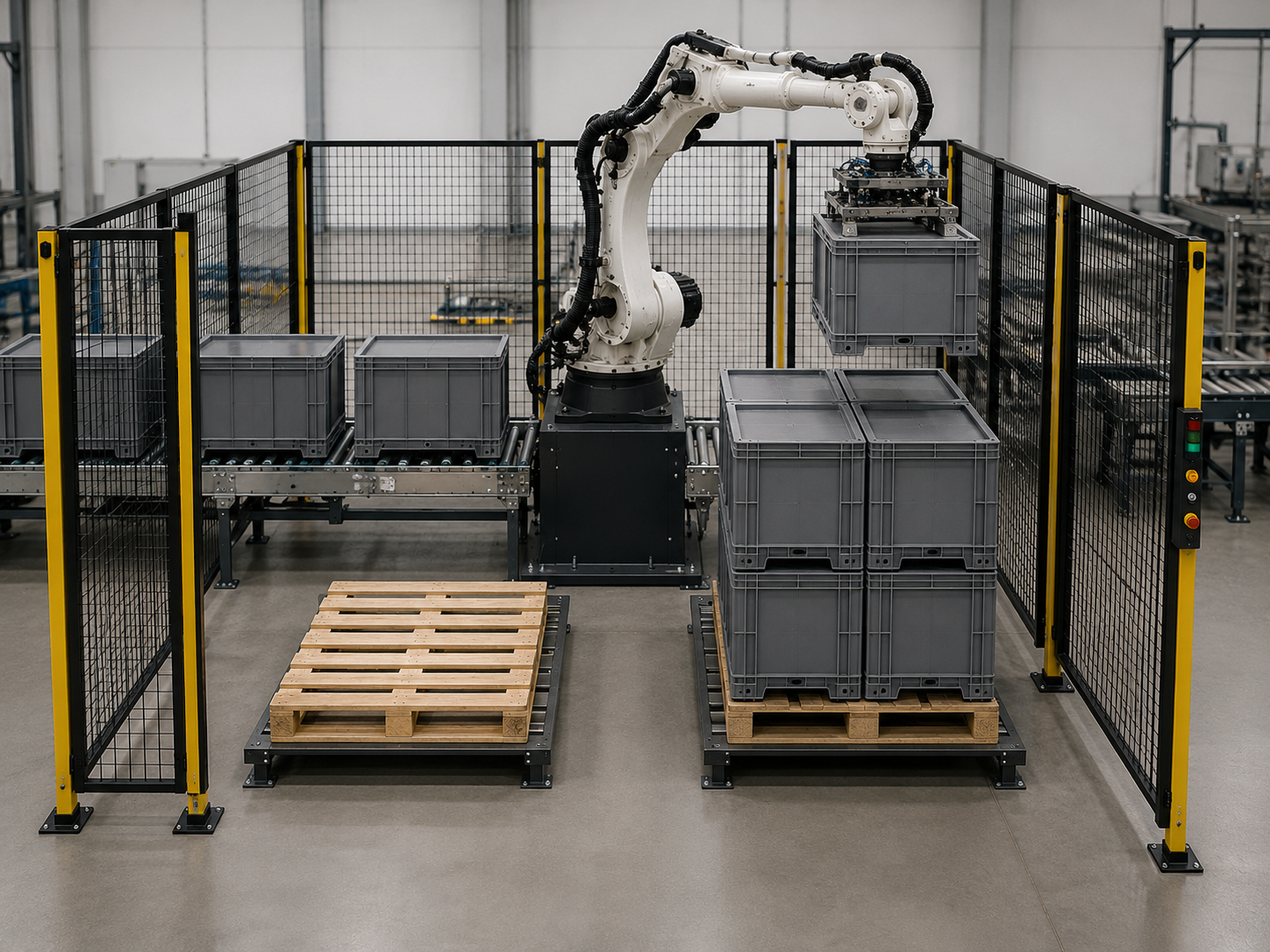 Palletiseerrobot in productieomgeving